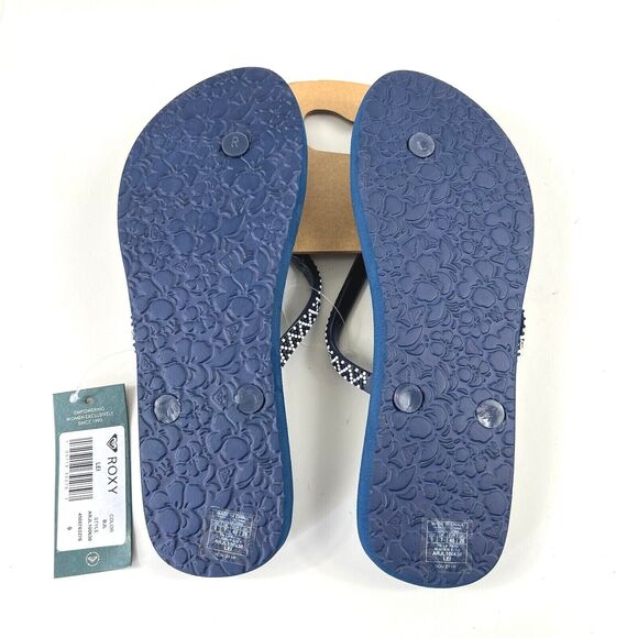 Roxy Women’s Lei Flip-Flop Size 9 Logo Blue Sandals New with Tags - Picture 11 of 12